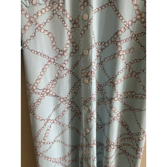 J. McLaughlin Gilchrist Catalina Dress Blue White Button Up Pearls Spandex Small - Picture 4 of 12